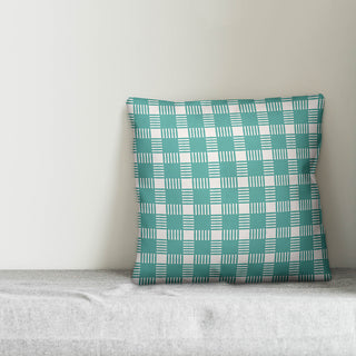 Blue Plaid Throw Pillow, 16"x16"