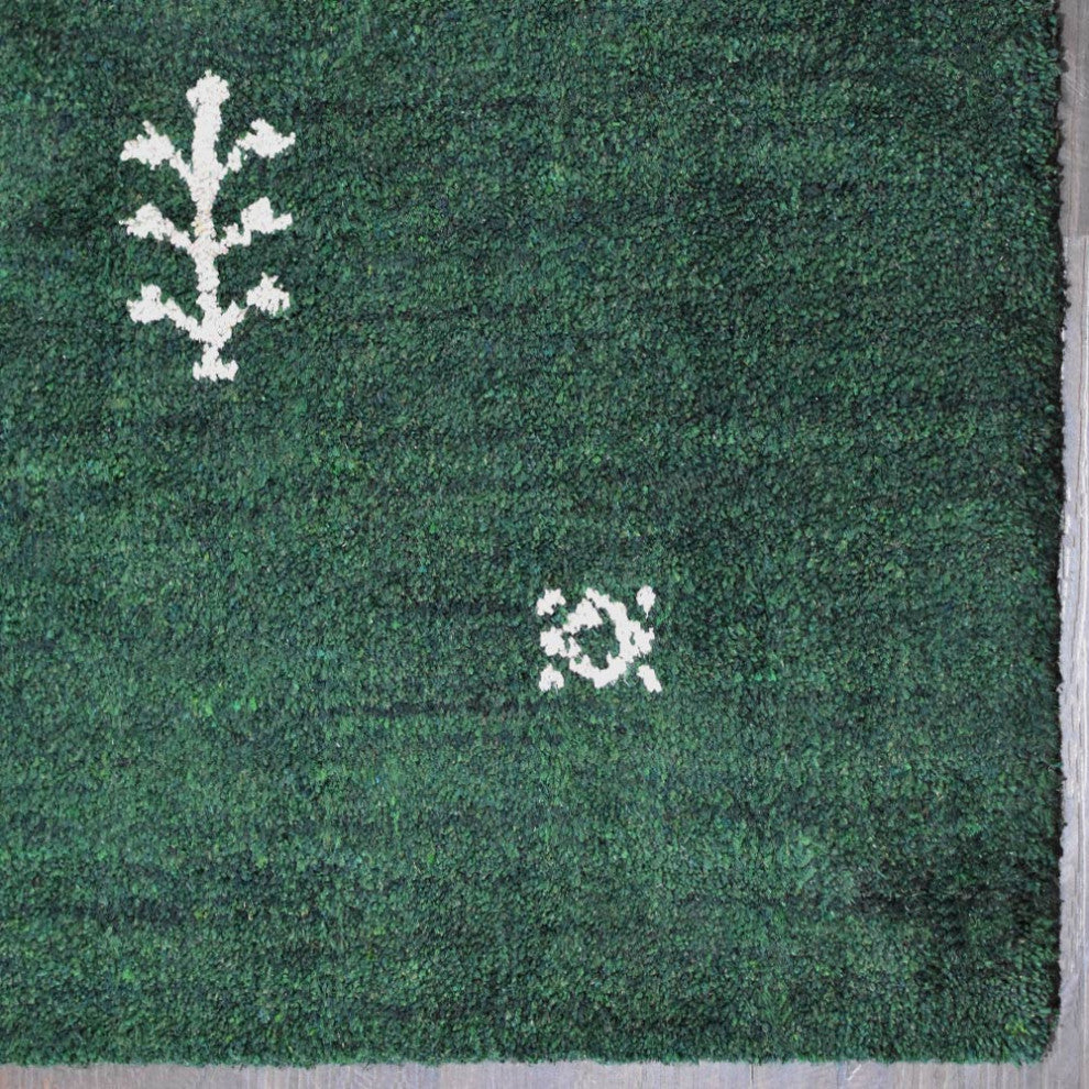 HAND KNOTTED LOOM SILK ECO-FRIENDLY RUGS-10'x10',Square,Green White,Contemporary