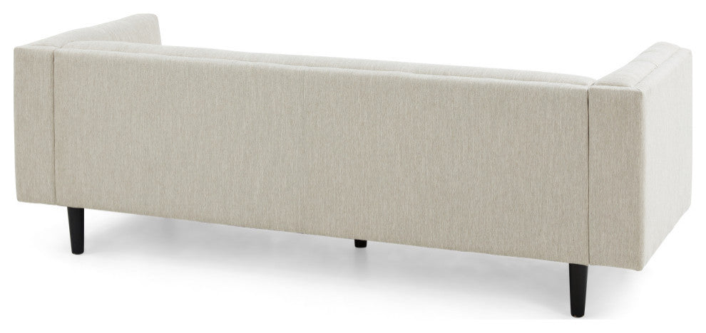 Plano Mid-Century Modern Tufted 3-Seater Sofa, Light Gray/Dark Brown, Beige/Dark Brown