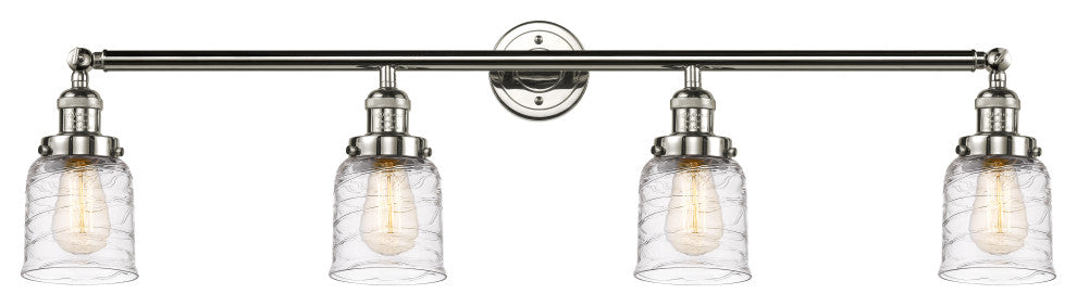 Small Bell 4 Light Bath Vanity Light, Polished Nickel, Deco Swirl, Deco Swirl