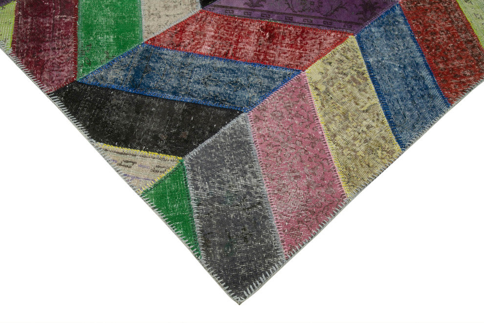 Rug N Carpet - Hand-Knotted Turkish 7' 1" x 9' 11" Unique Patchwork Area Rug