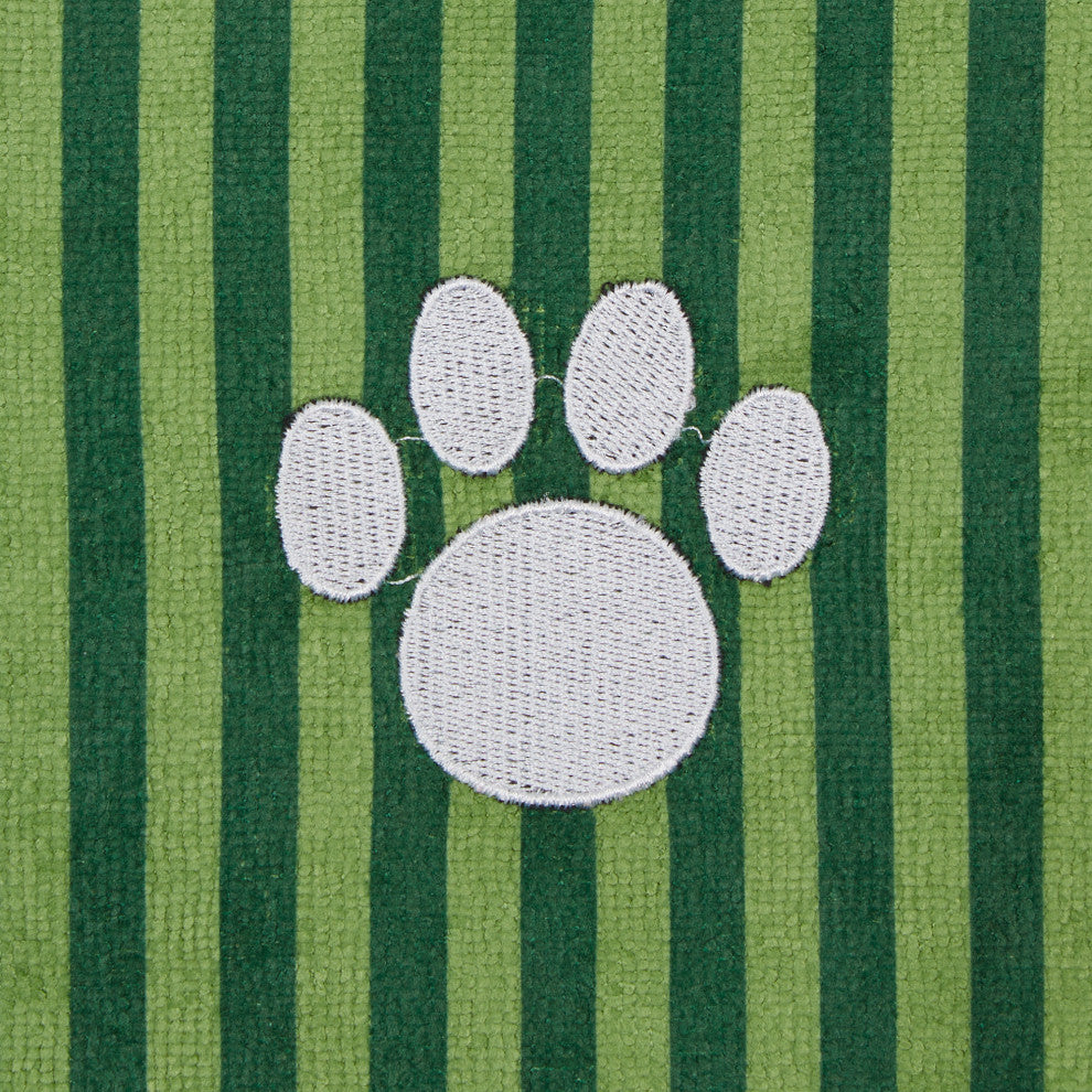 Hunter Green Stripe Embroidered Paw Pet Towel