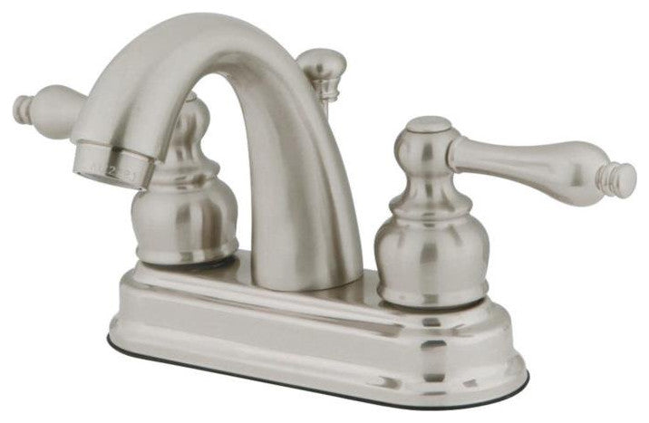 Restoration Centerset Lavatory Faucet, Metal Lever Handles, Polished Brass