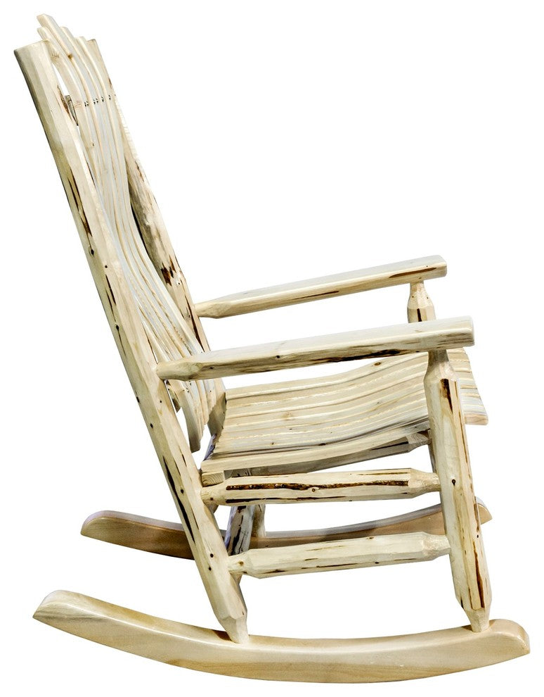 Montana Collection Adult Log Rocker, Clear Lacquer Finish