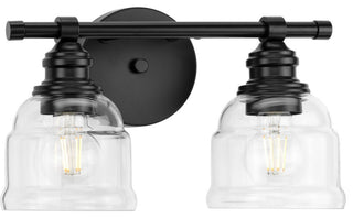 Ambrose Collection 13" 2-Light Matte Black Clear Glass Bath Vanity Light