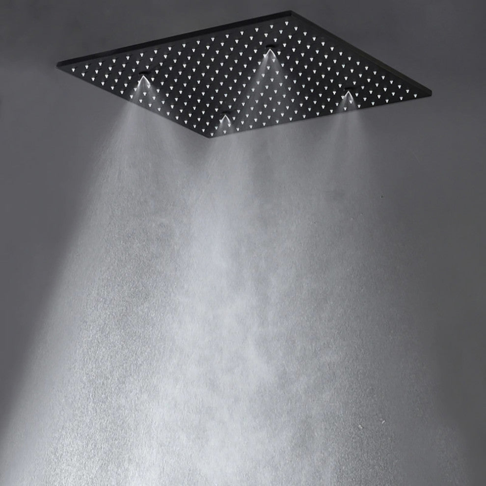 Matte Black Ceiling Mount Shower System With Thermostatic Mixer, Handheld Shower