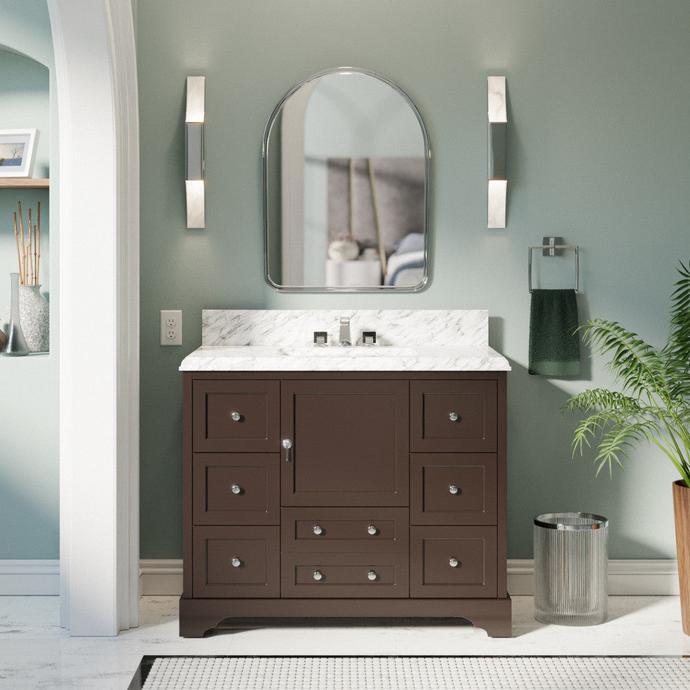 Madison 42" Bathroom Vanity, Chocolate, Carrara Marble