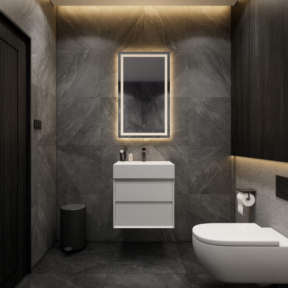 MAX 24" Floating Bath Vanity With Acrylic Sink, Gloss White