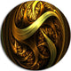 Golden Fractal Sphere In Dark, Abstract Abstract Disc Artwork, 11"
