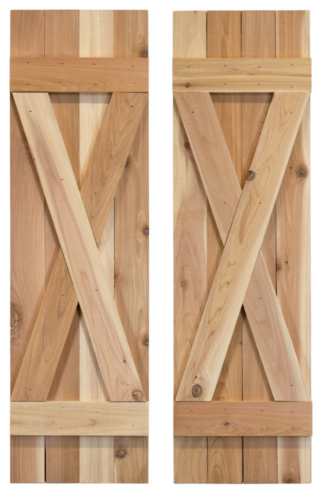 X Board and Batten Exterior Shutters Pair, Unfinished, 60"