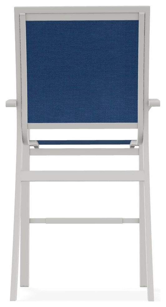 Kendall Sling Bar Height Stackable Outdoor Stool, Cobalt/Snow