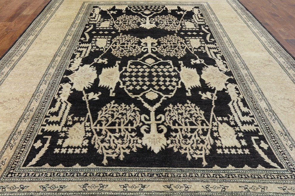 9'x12' Brown Chobi Peshawar Oriental Hand Knotted Wool Rug, W2525