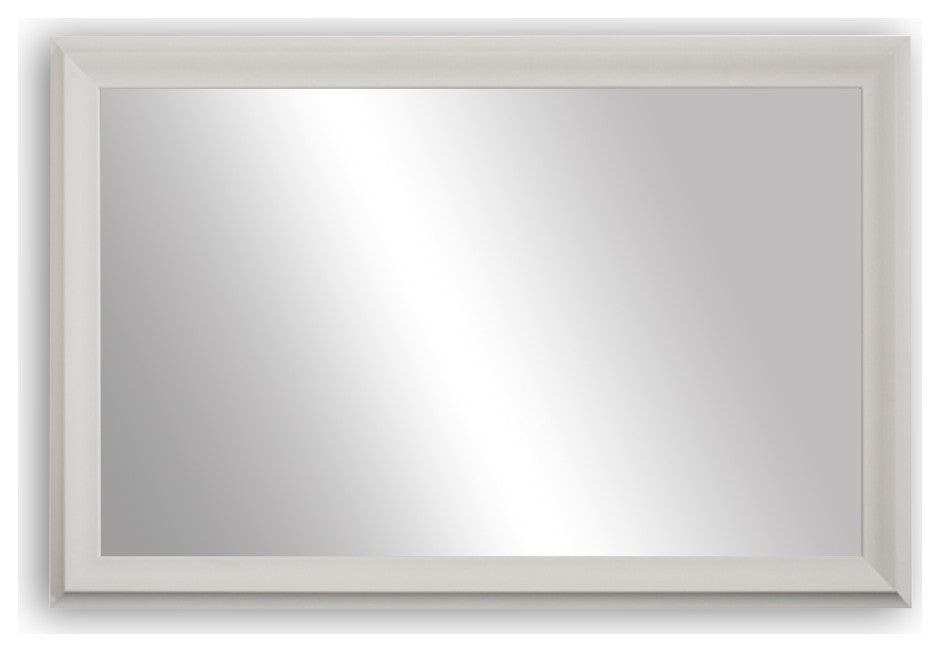 Woodford Framed Wall Mirror, White, 28" X 24"