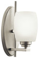 Wall Sconce 1-Light, Brushed Nickel/White Glass, Incandescent