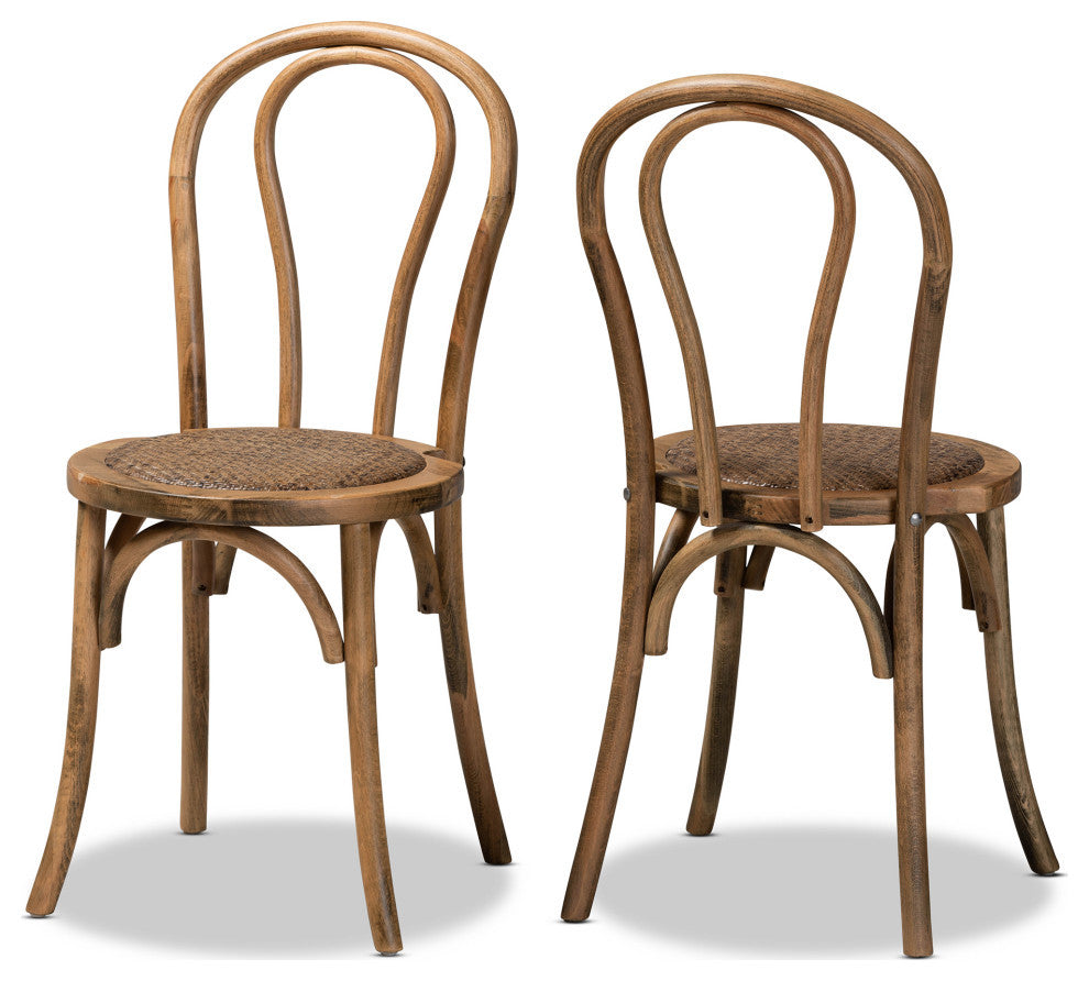 Tilda Mid-Century 2-Piece Dining Chairs, Walnut Brown