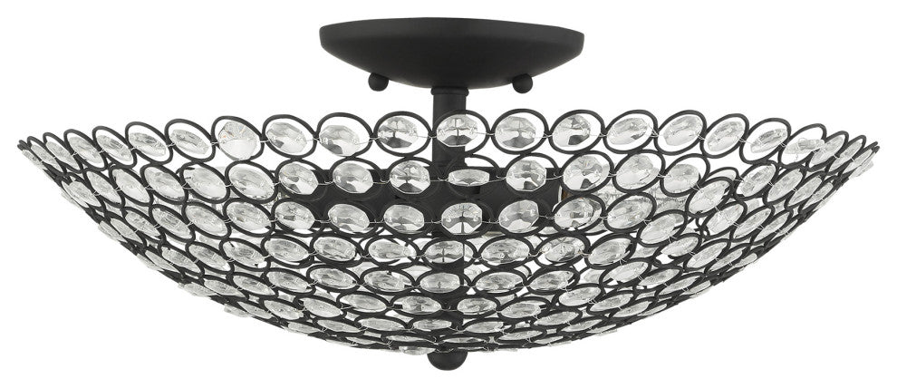 Black Casual, Sparkling, Shimmery, Transitional, Semi Flush