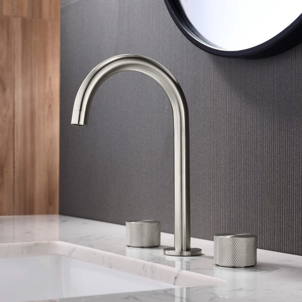 Circular X 8" Bathroom Sink Widespread Faucet with Drain Assembly, Brushed Nickel