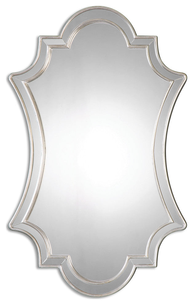 Elara Wall Mirror, Antiqued Silver