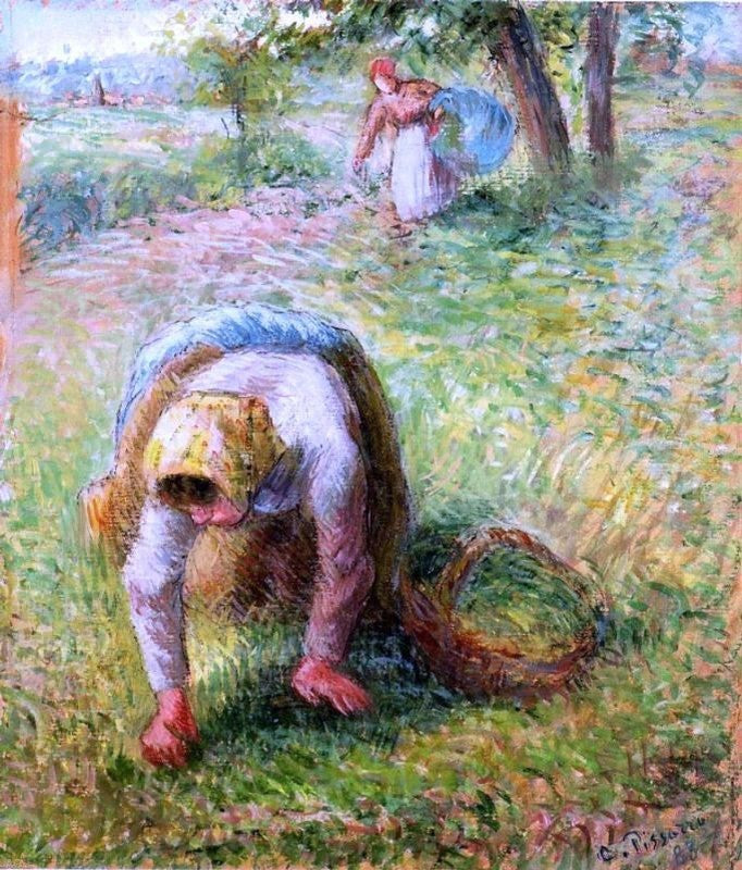 Camille Pissarro Peasants Gathering Grass, Gallery Wrapped Canvas, 20"x25"