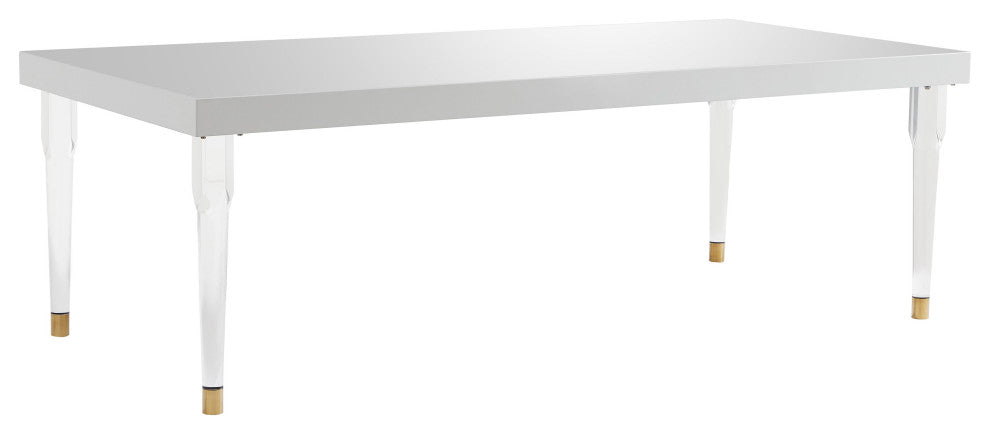 Tabby Glossy Lacquer Dining Table, White