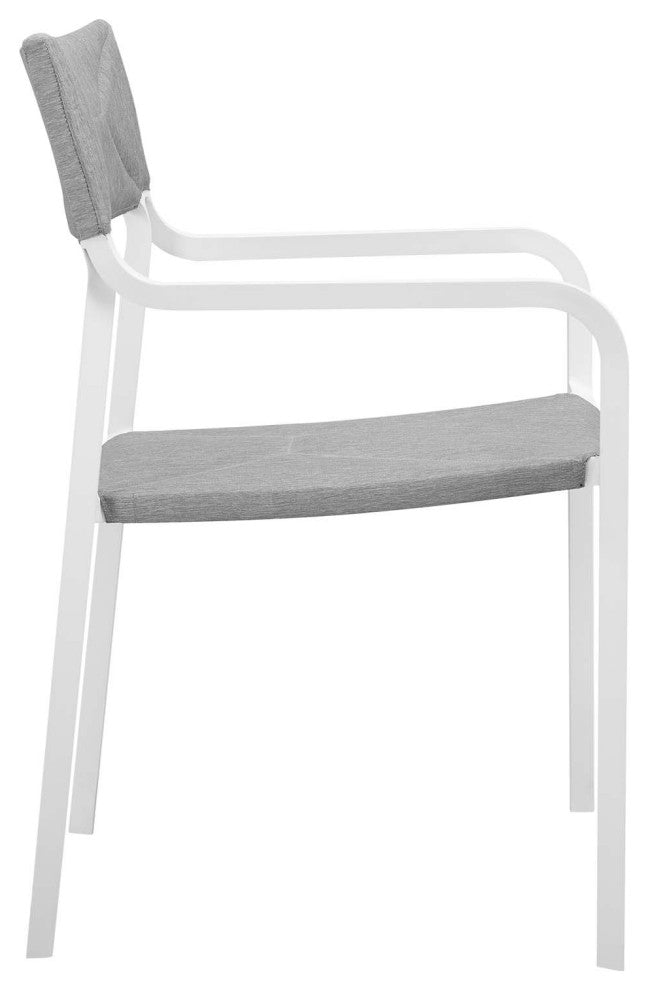 Raleigh Stackable Outdoor Patio Aluminum Dining Armchair, White Gray