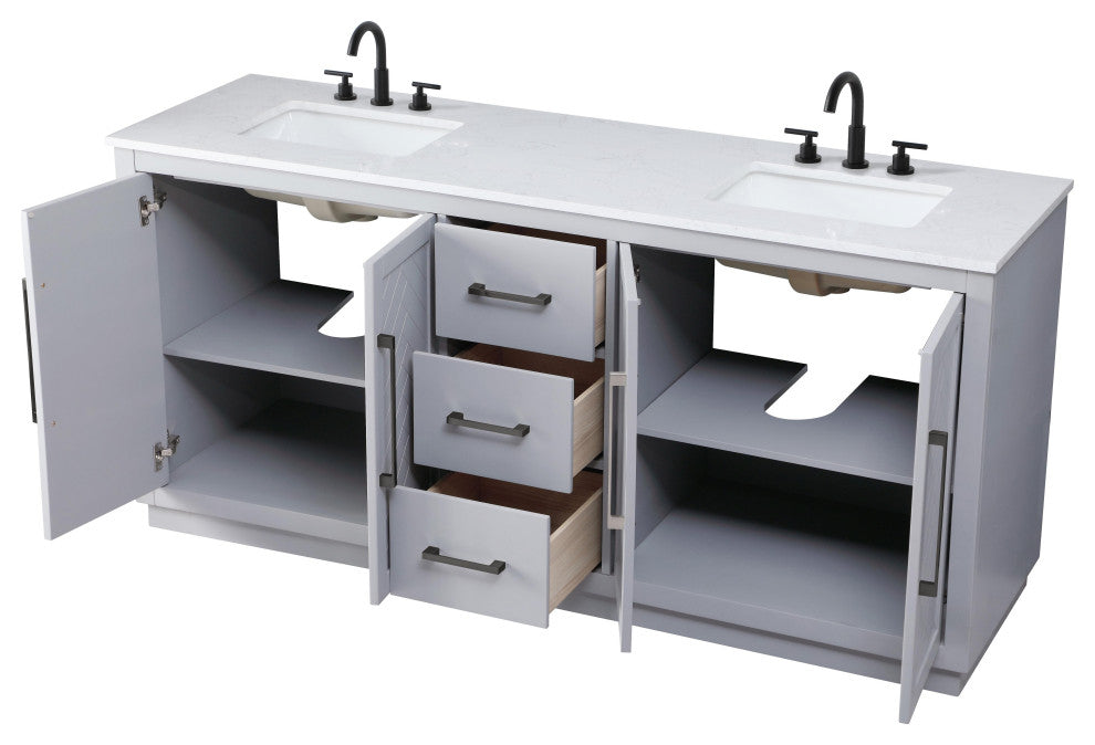 Home Living 72" Double Bathroom Vanity, Grey