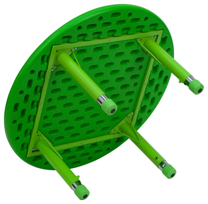 33" Round Green Plastic Height Adjustable Activity Table