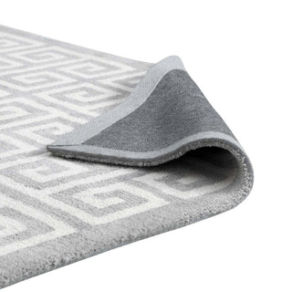 White and Light Gray Freydis Greek Key 8x10 Area Rug