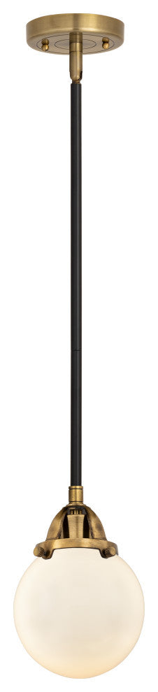 Beacon Mini Pendant, Black Antique Brass, Matte White, Matte White