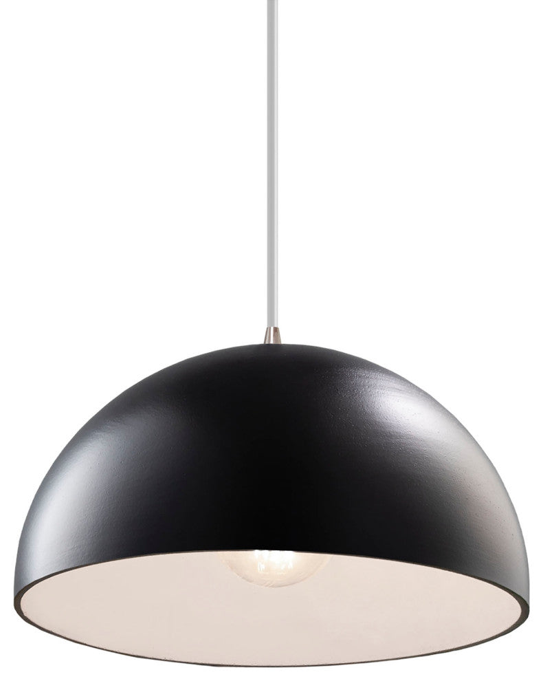 Dome 1-Light Pendant, Carbon Matte Black, Brushed Nickel, White Cord