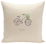 Polyester Decorative Pillow, Bicyclette, Grey, Purple, Green, 16"x16"