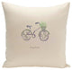 Polyester Decorative Pillow, Bicyclette, Grey, Purple, Green, 16"x16"