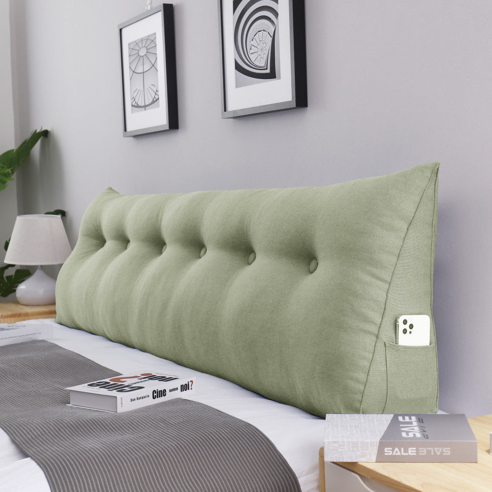 WOWMAX Backrest Wedge Reading Pillow Headboard Linen Blend Lime Green, 71x20x8