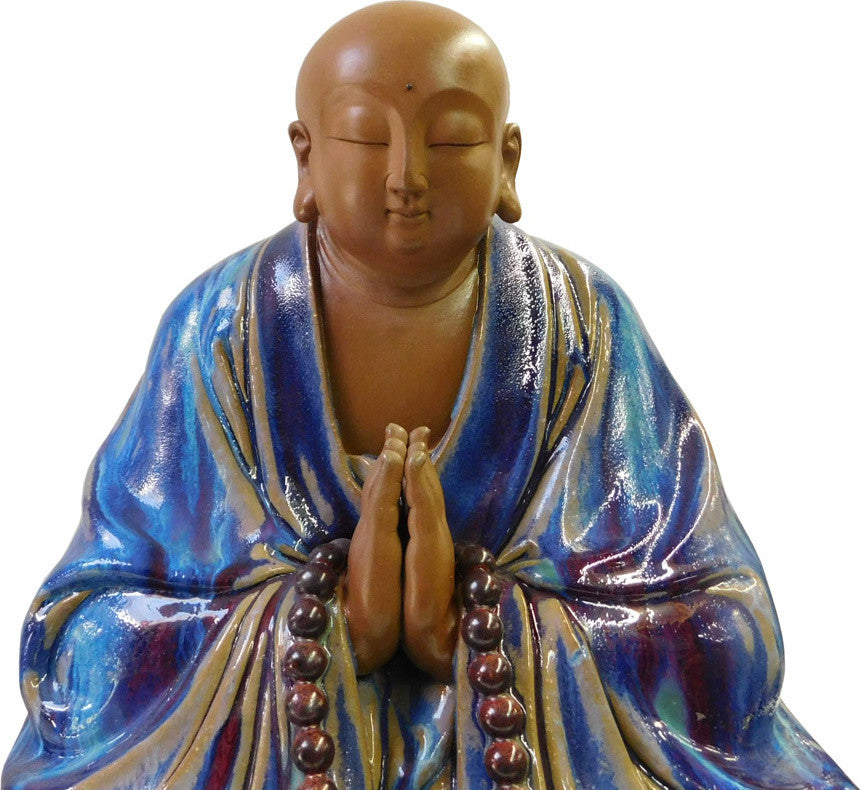 Chinese Ceramic Blue Glaze Sitting Buddha Statue