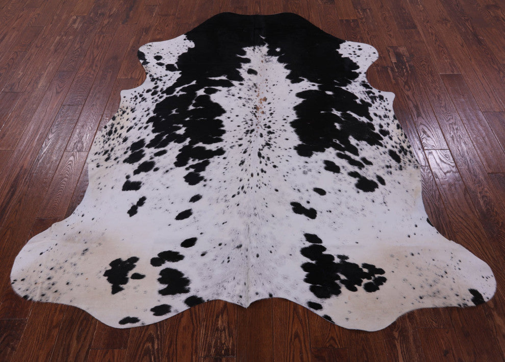 7' 1" X 6' 3" Salt and Pepper Natural Cowhide Rug C1603