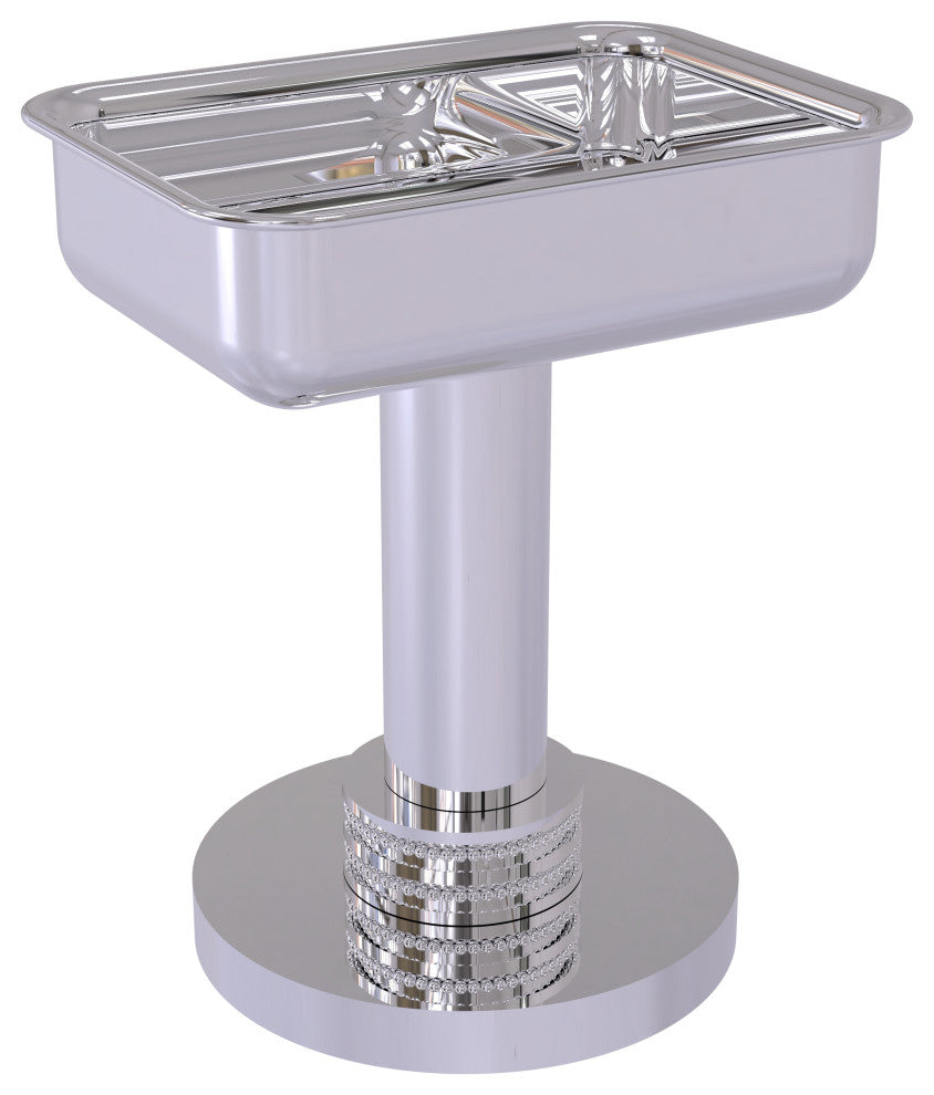 Vanity Top Soap Dish with Dotted Accents, Polished Chrome