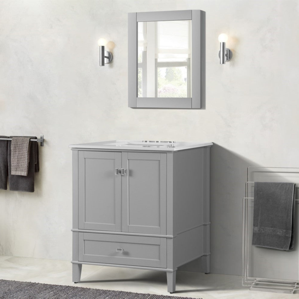 31" Single Vanity, Light Gray With Engineered Stone Top
