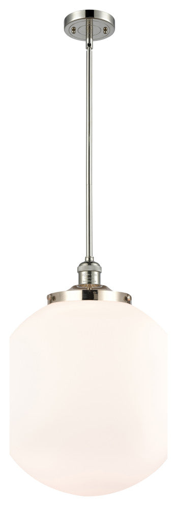 Beacon Pendant, Polished Nickel, Matte White