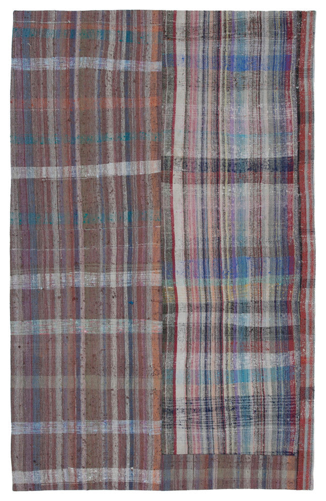 Rug N Carpet - Handmade Turkish 6' 3'' x 9' 10'' Rustic Patchwork Kilim Rug