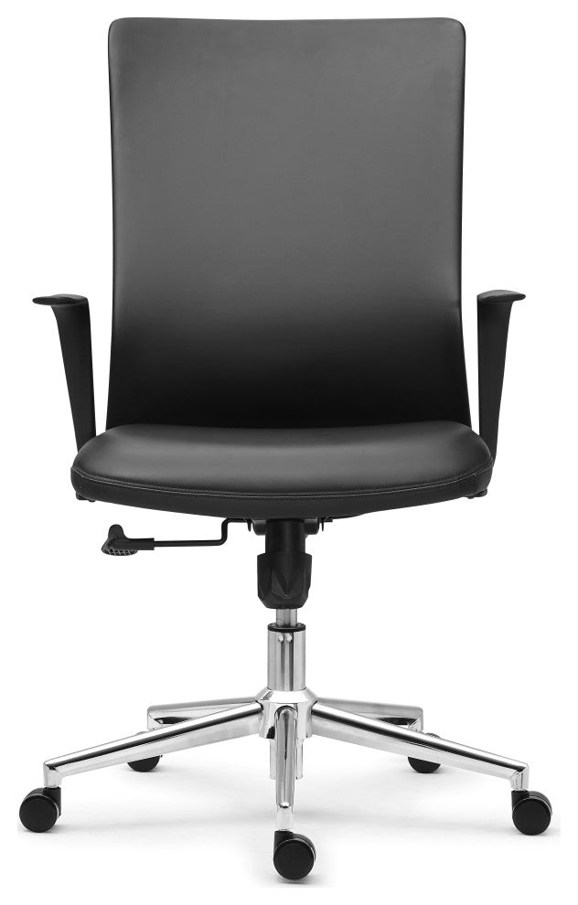 Modern Ergonomic Office Chair Faux Leather Upholstery Lumbar Support, Black