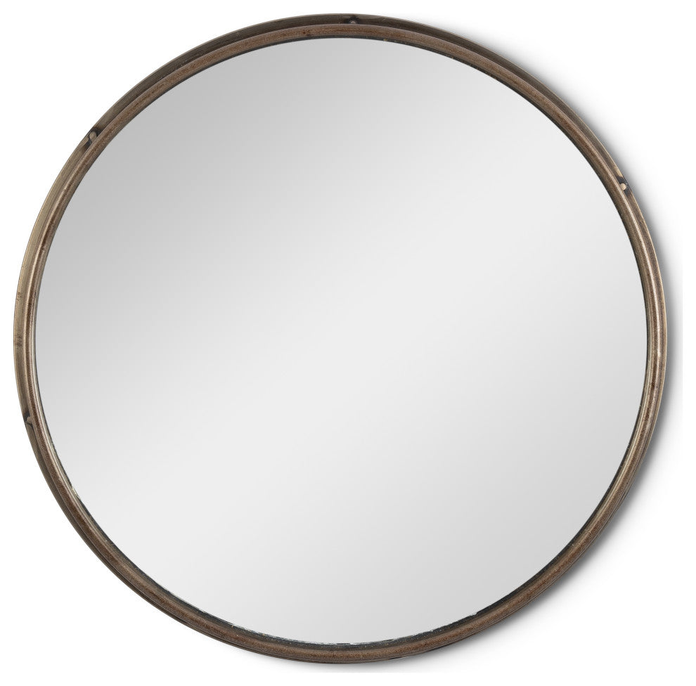 Set of 2, Assorted Round Metal Wall Mirrors