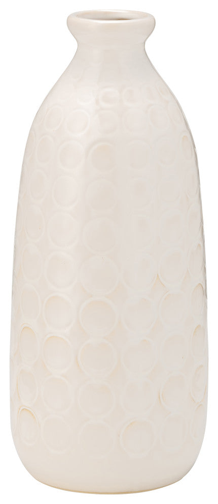 Ceramic 12" Circles Vase, Beige