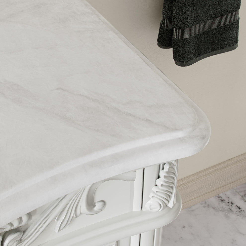 Antique White Traditional Style Single Sink Beckham Bathroom Vanity, White, 42", Single Sink, With Mirror, Freestanding