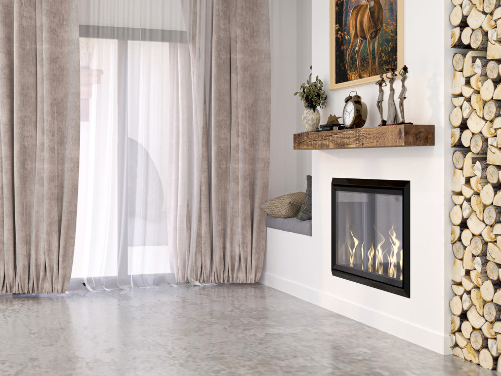 Solid Beam Fireplace Mantel Shelf, Aged Oak, 60"