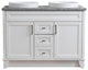 48" Double Sink Vanity, White Finish With Gray Granite And Round Sink