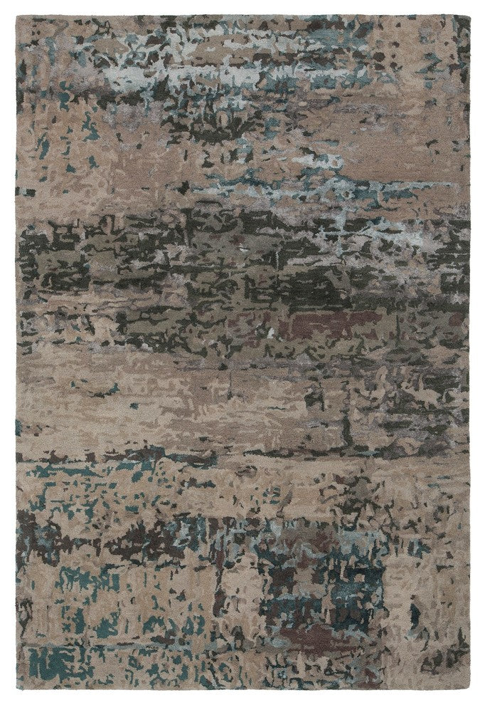 Rupec Hand-Tufted Contemporary Rug, Beige/Brown/Gray/Blue, 9'x13'