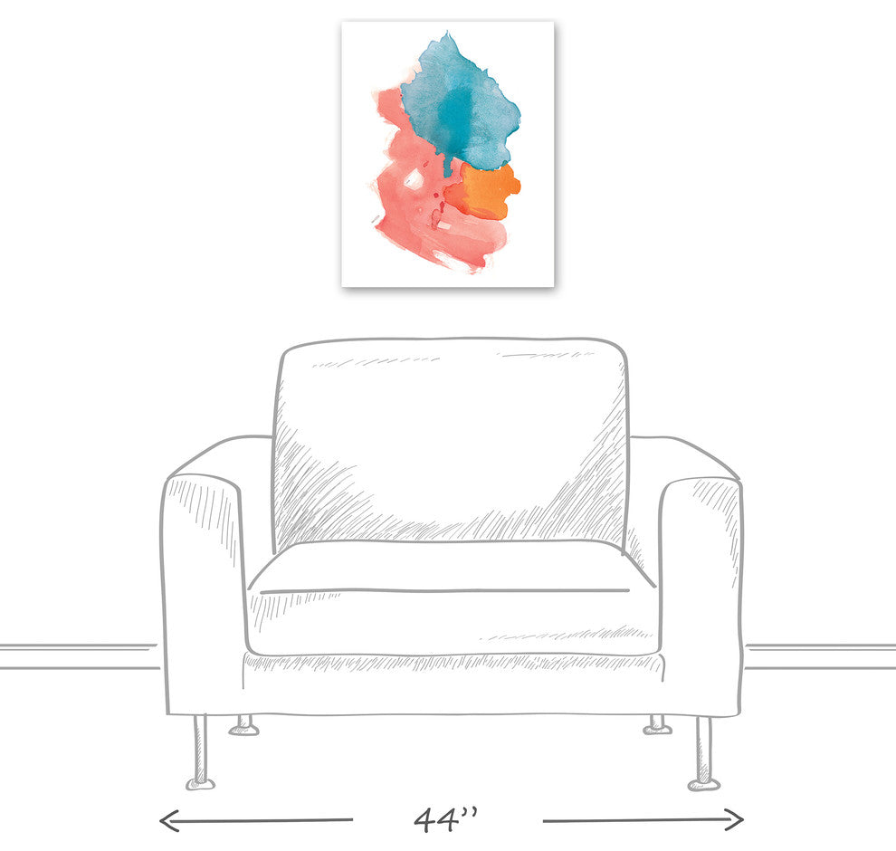 Blue, Pink and Orange Watercolor Splotch 16x20 Canvas Wall Art