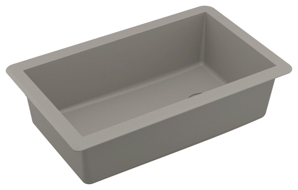 Karran Undermount Quartz 32" Single Bowl Kitchen Sink Kit, Concrete