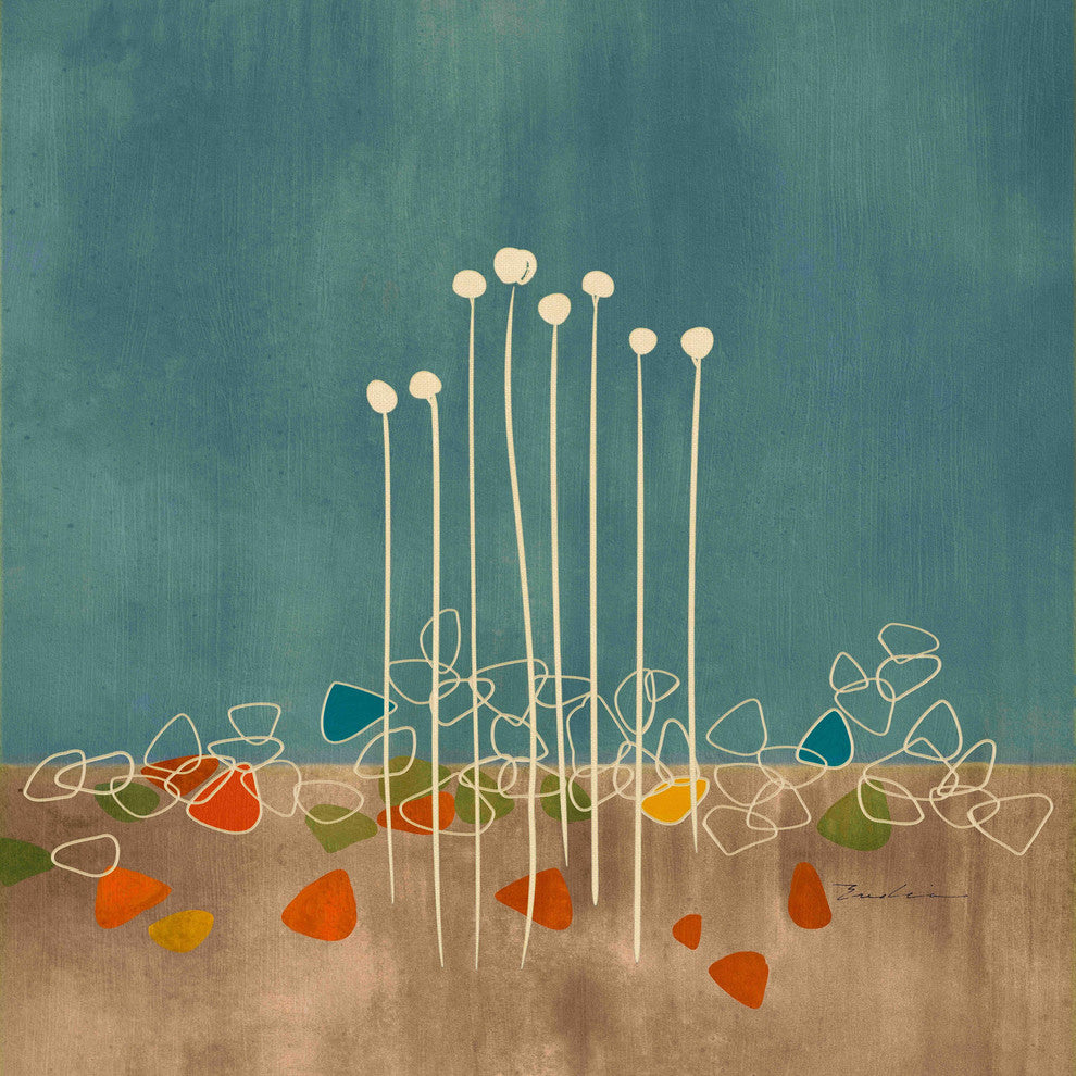 "Scandinavian River Rocks" Painting Print on Canvas by Evelia