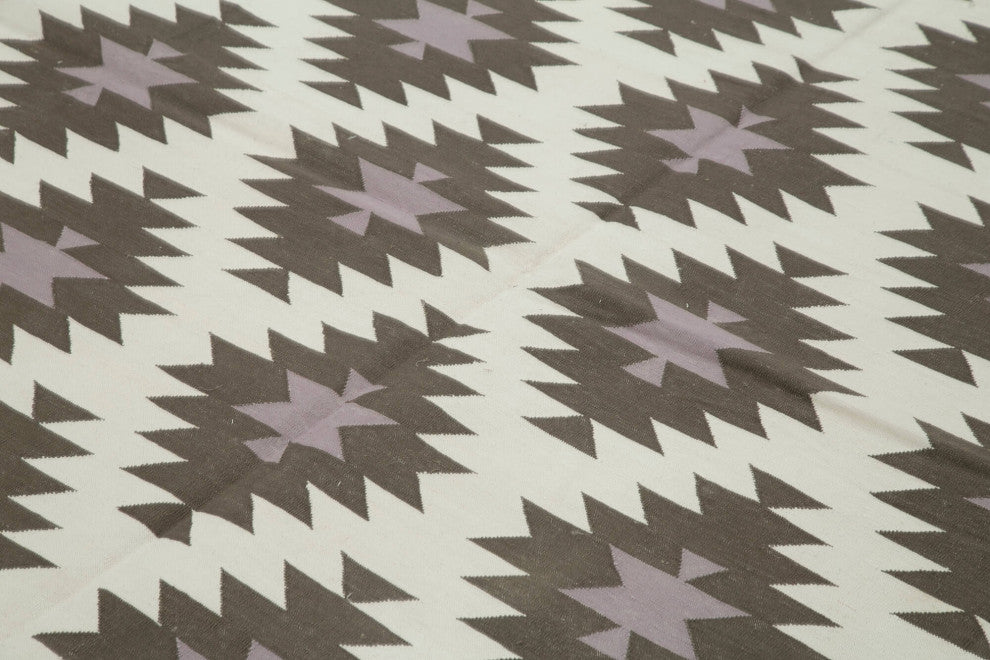 Rug N Carpet - Handmade Wool 7' 11'' x 9' 10'' Geometric Dhurrie Kilim Rug